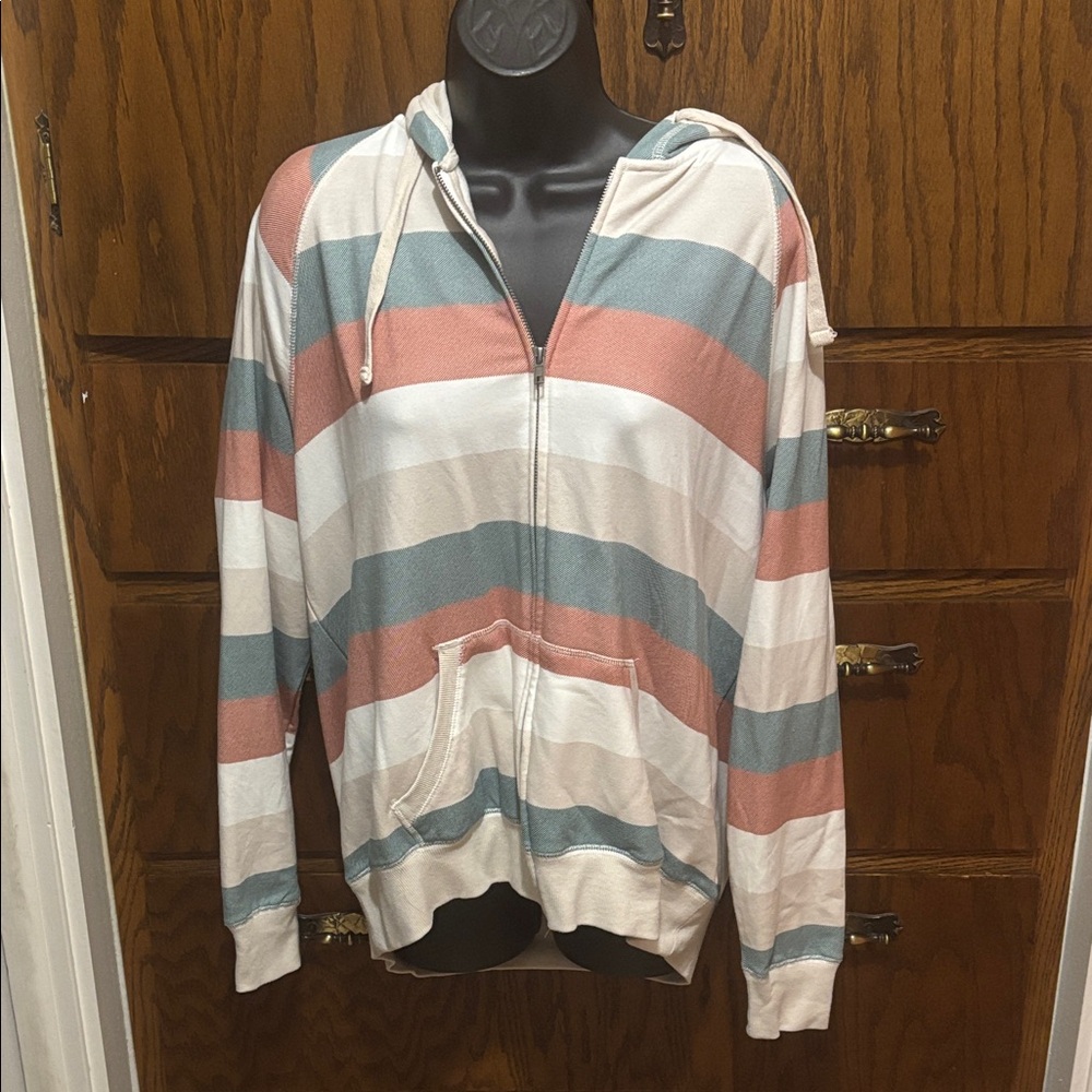 Torrid Striped Zip-Up Hoodie - Pink, Blue, Cream